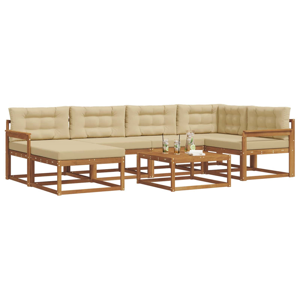 Outdoor-Sofagarnitur mit Kissen 7 pcs Natur und Beige