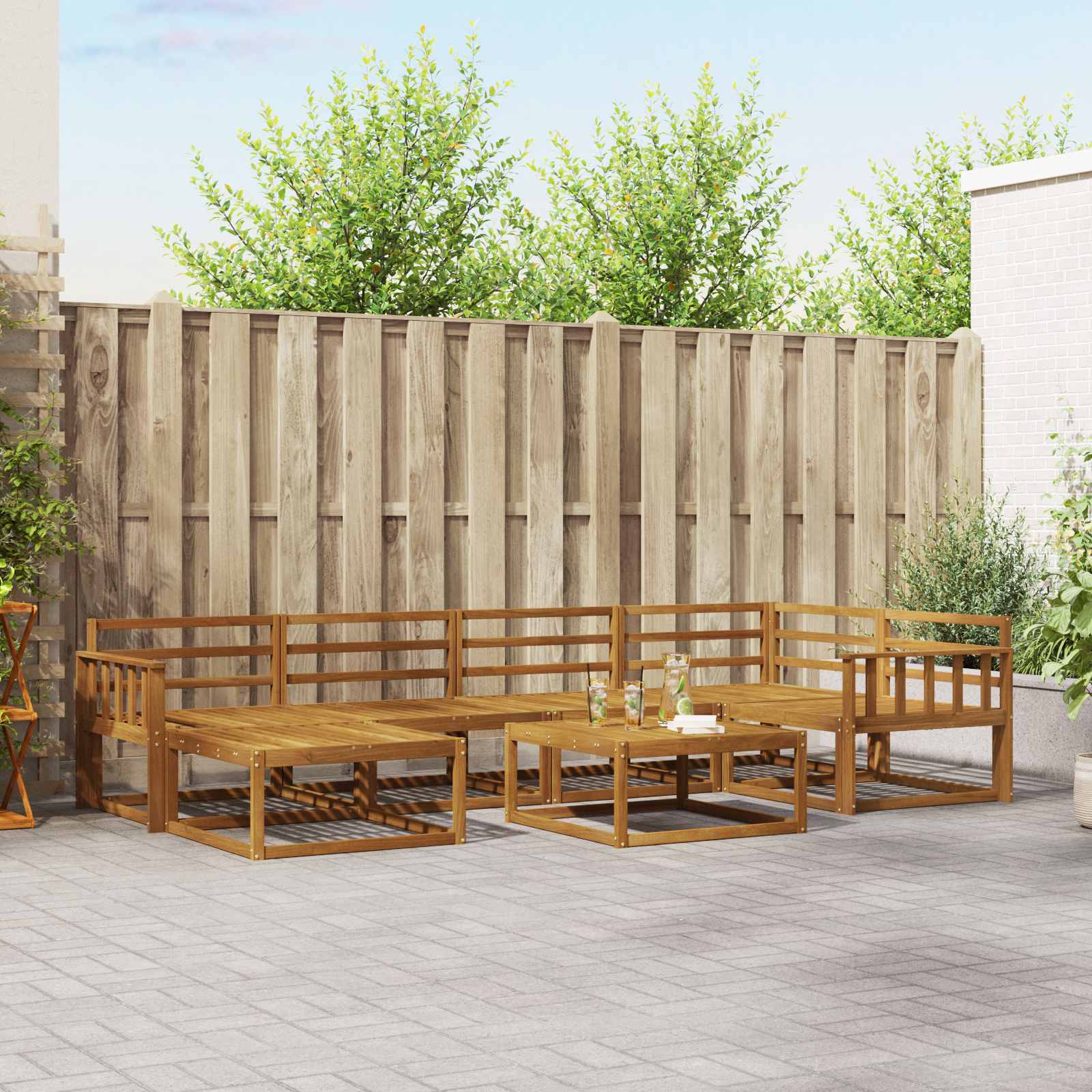 Outdoor-Sofagarnitur 7 pcs Natur Massivholz Akazie