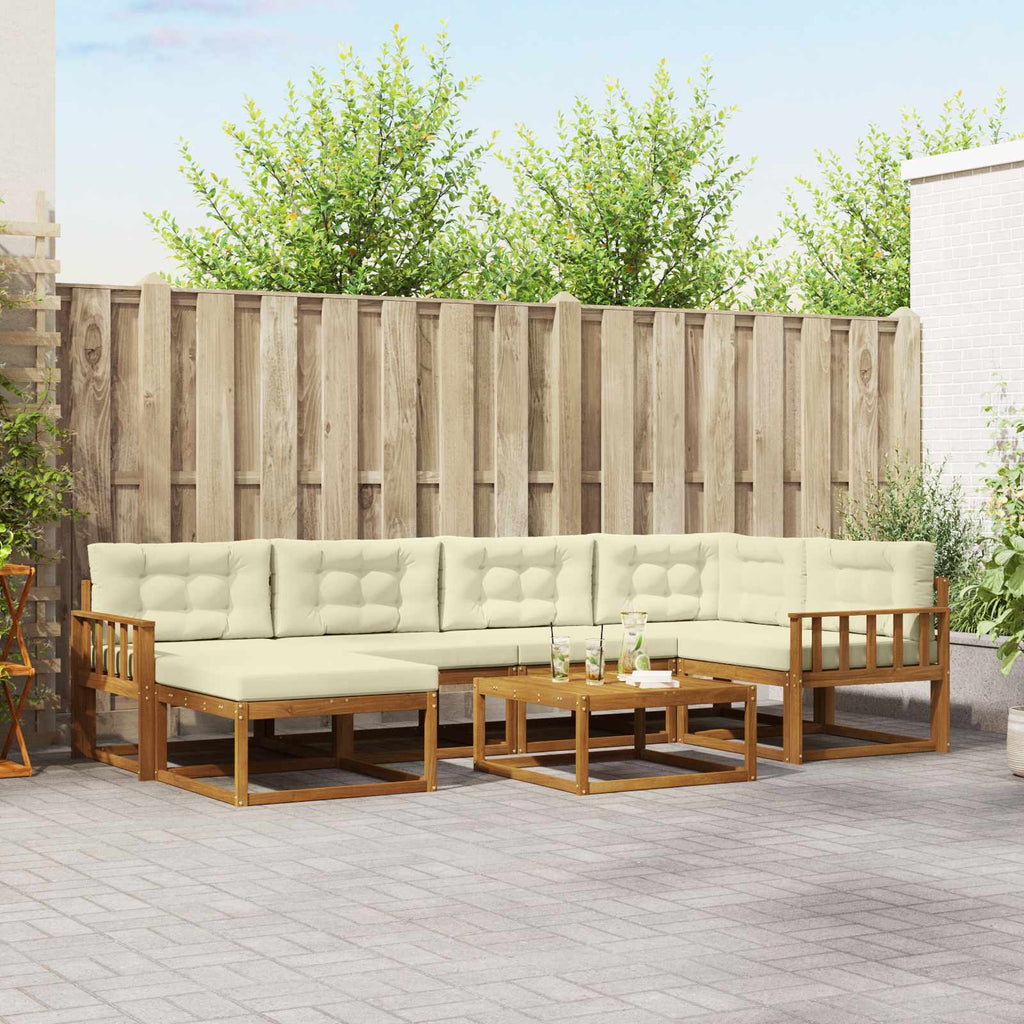 Outdoor-Sofagarnitur mit Kissen 7 pcs Natur und Creme