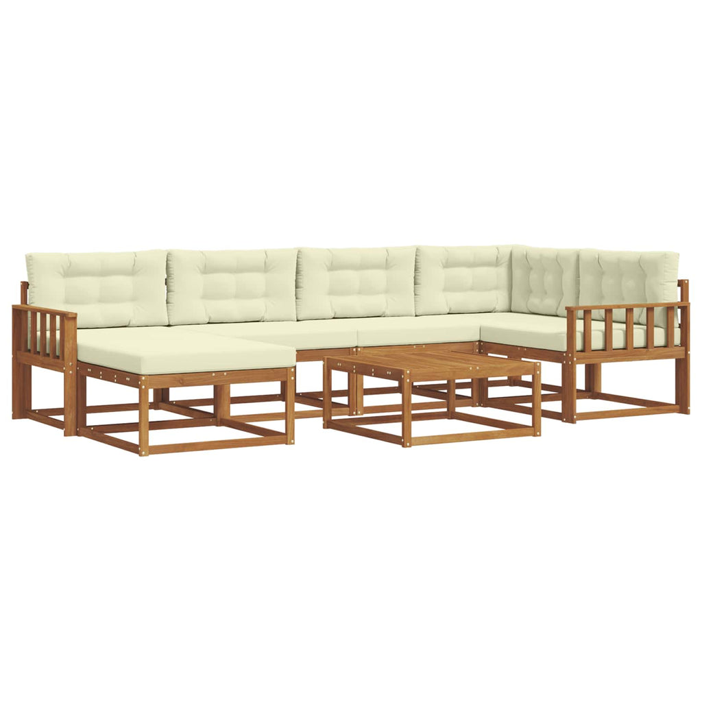 Outdoor-Sofagarnitur mit Kissen 7 pcs Natur und Creme