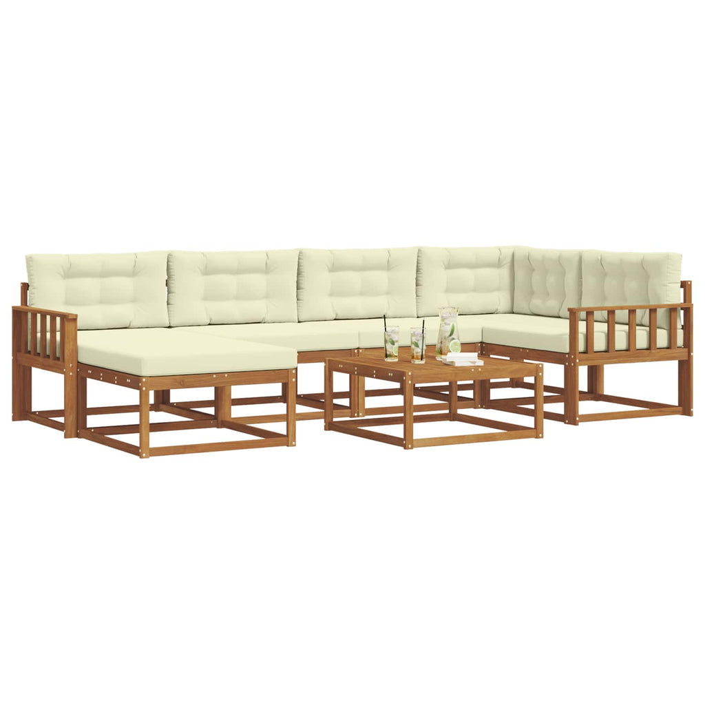 Outdoor-Sofagarnitur mit Kissen 7 pcs Natur und Creme
