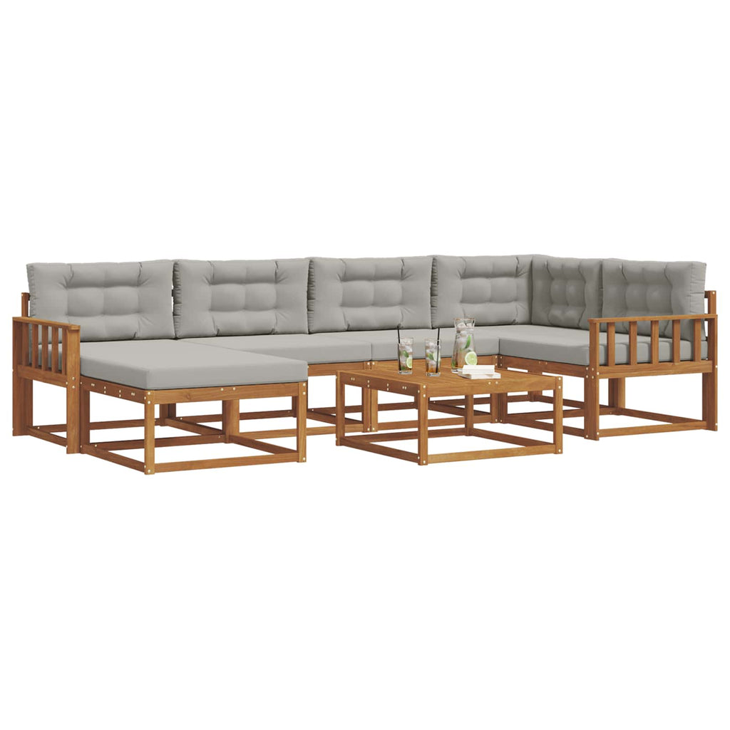 Outdoor-Sofagarnitur mit Kissen 7 pcs Natürlich und Hellgrau