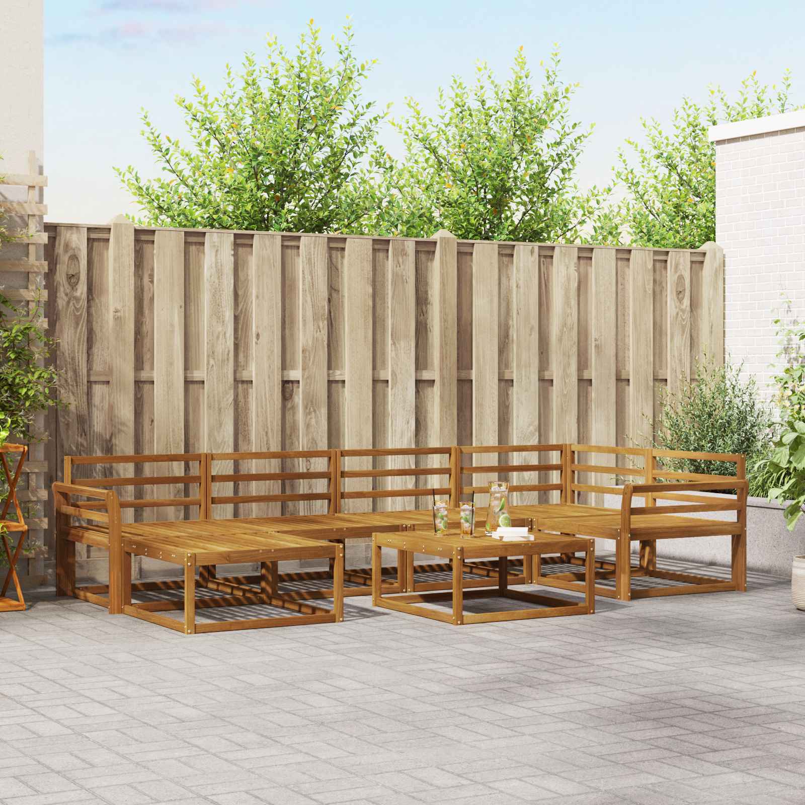 Outdoor-Sofagarnitur 7 pcs Natur Massivholz Akazie