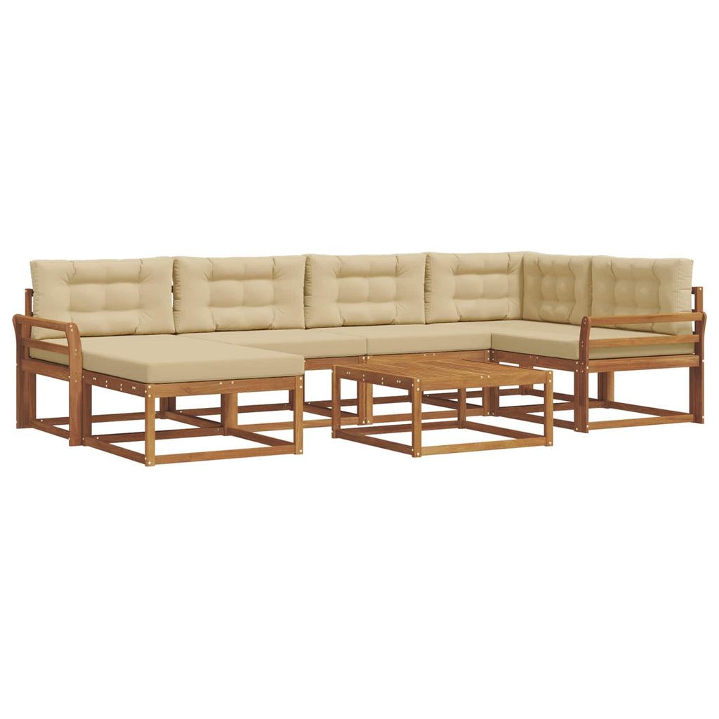 Outdoor-Sofagarnitur mit Kissen 7 pcs Natur und Beige