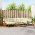 Outdoor-Sofagarnitur mit Kissen 7 pcs Natur und Creme