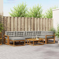 Outdoor-Sofagarnitur mit Kissen 7 pcs Natürlich und Hellgrau