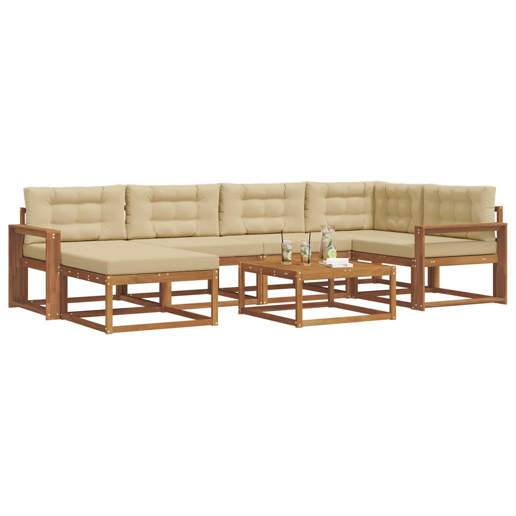 Outdoor-Sofagarnitur mit Kissen 7 pcs Natur und Beige