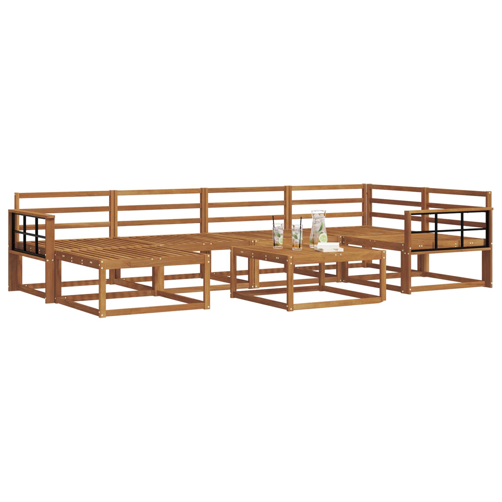 Outdoor-Sofagarnitur 7 pcs Natur Massivholz Akazie