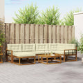 Outdoor-Sofagarnitur mit Kissen 7 pcs Natur und Creme