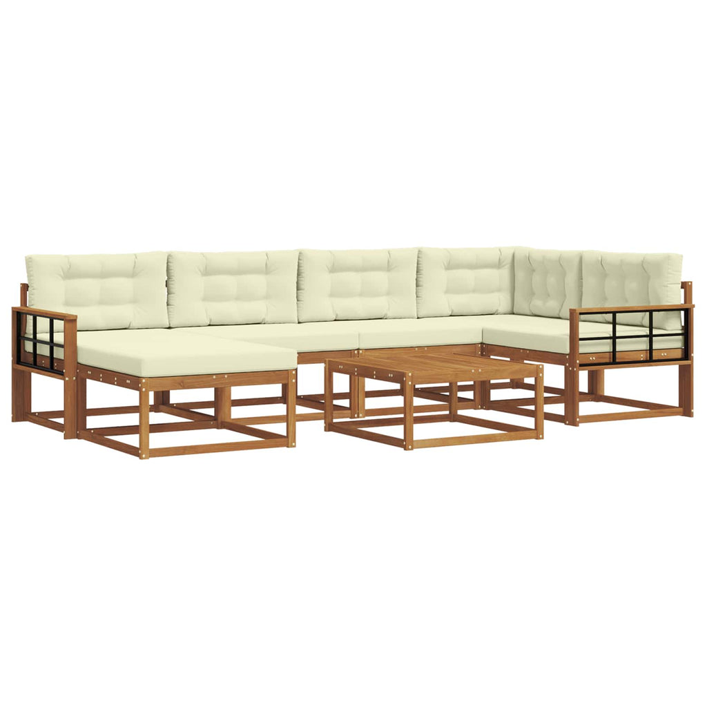 Outdoor-Sofagarnitur mit Kissen 7 pcs Natur und Creme