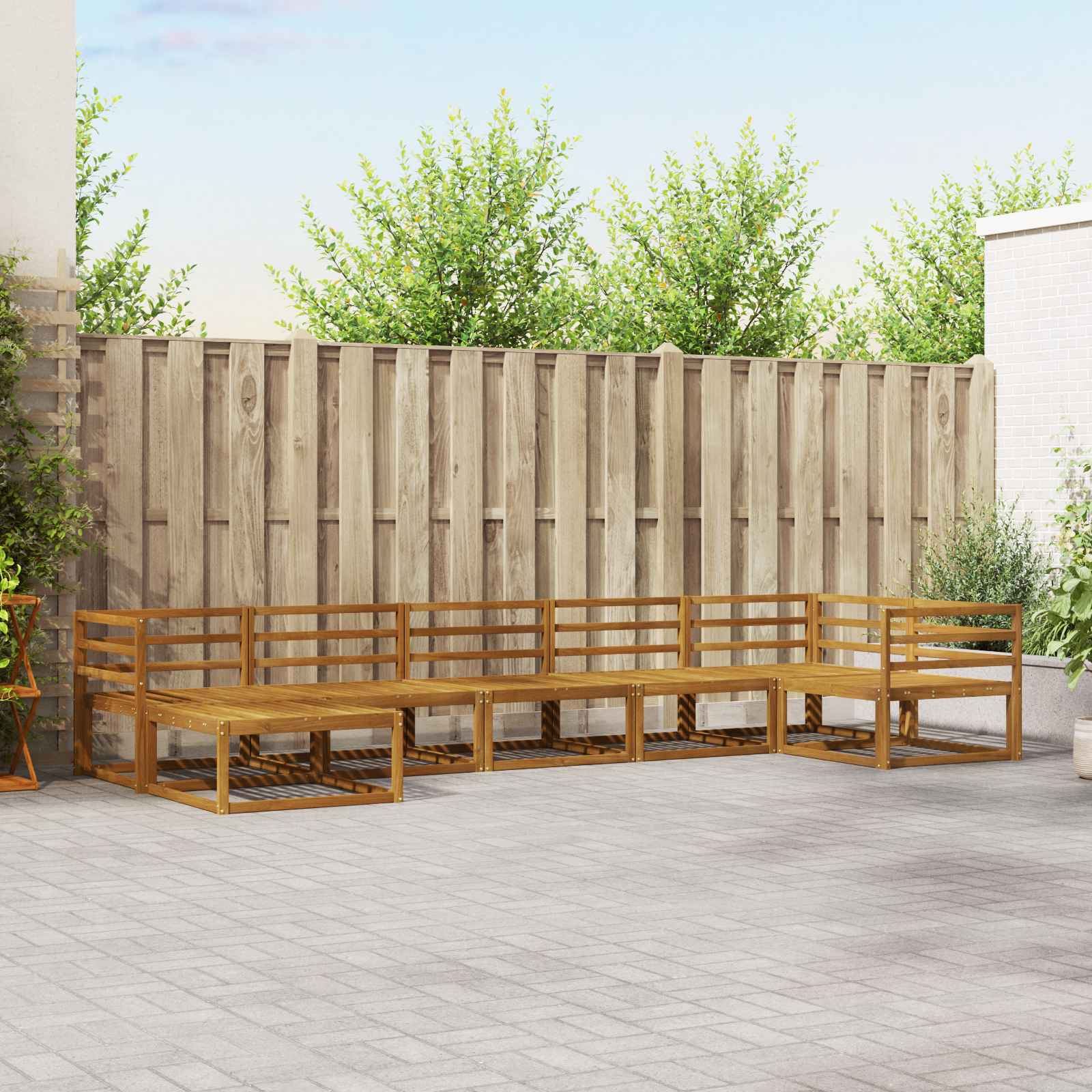 Outdoor-Sofagarnitur 7 pcs Natur Massivholz Akazie