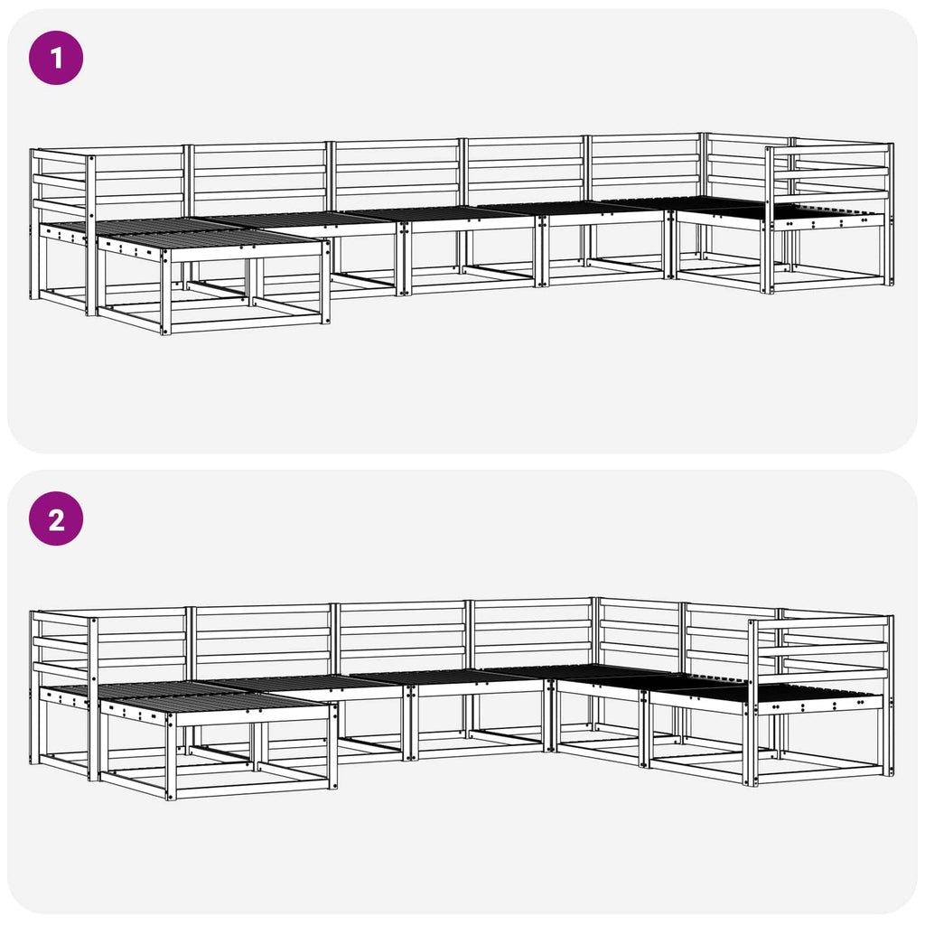 Outdoor-Sofagarnitur 7 pcs Natur Massivholz Akazie