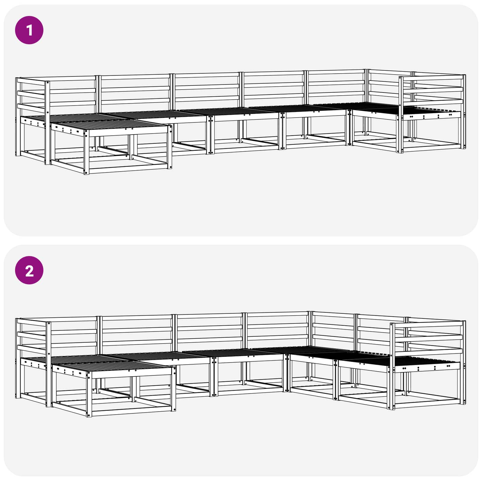 Outdoor-Sofagarnitur 7 pcs Natur Massivholz Akazie