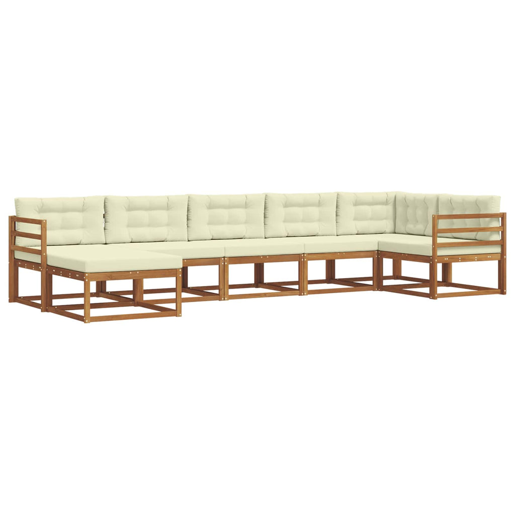 Outdoor-Sofagarnitur mit Kissen 7 pcs Natur und Creme