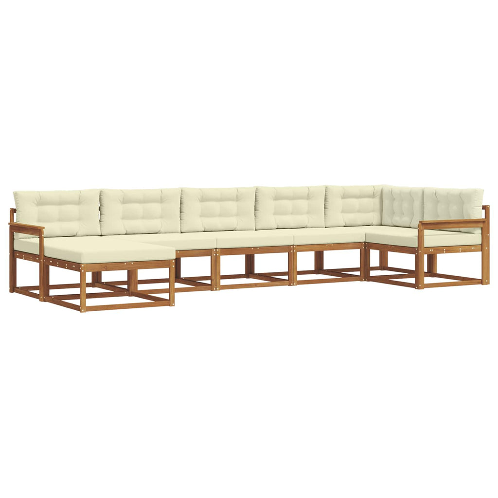 Outdoor-Sofagarnitur mit Kissen 7 pcs Natur und Creme