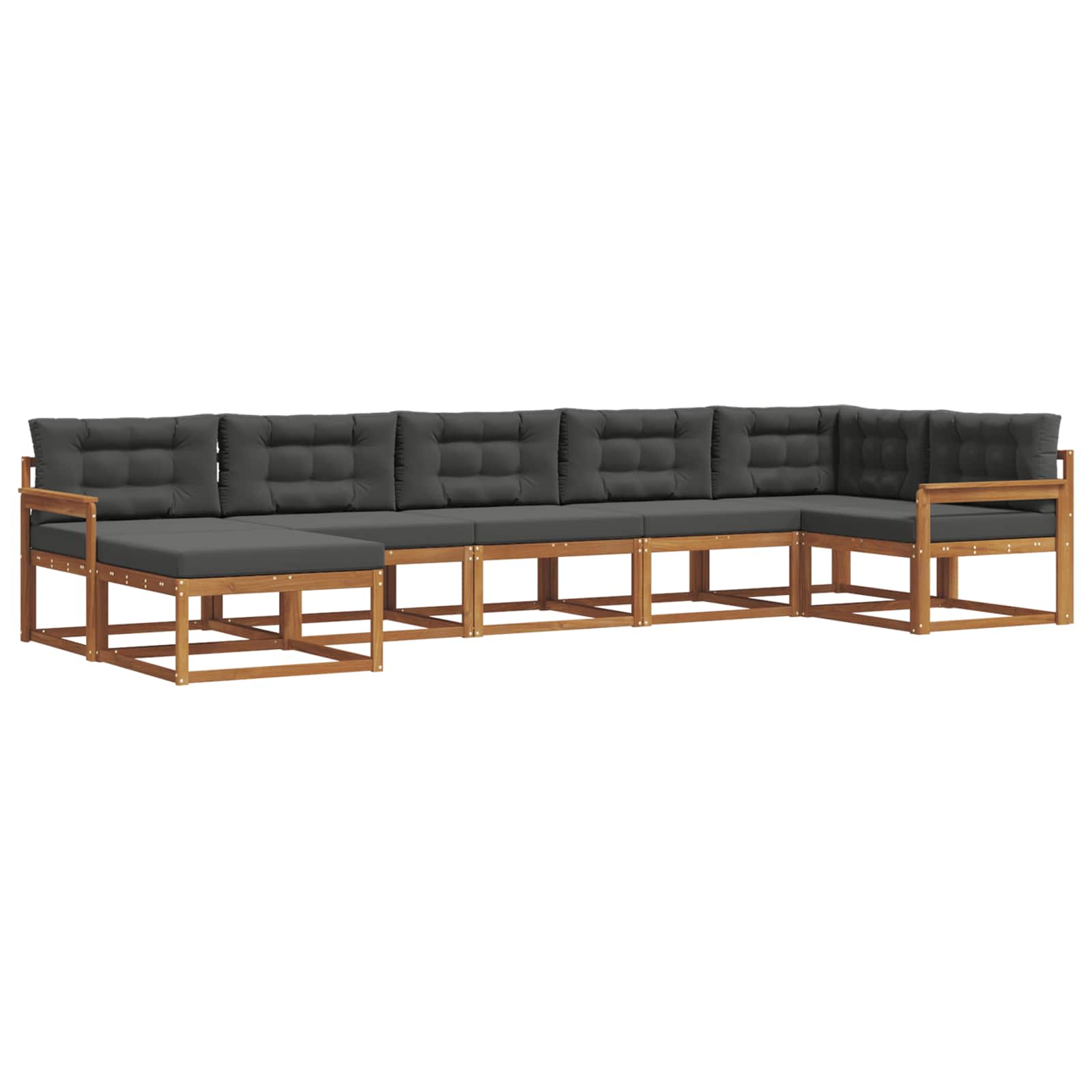 Outdoor-Sofagarnitur mit Kissen 7 pcs Natur und Anthrazit