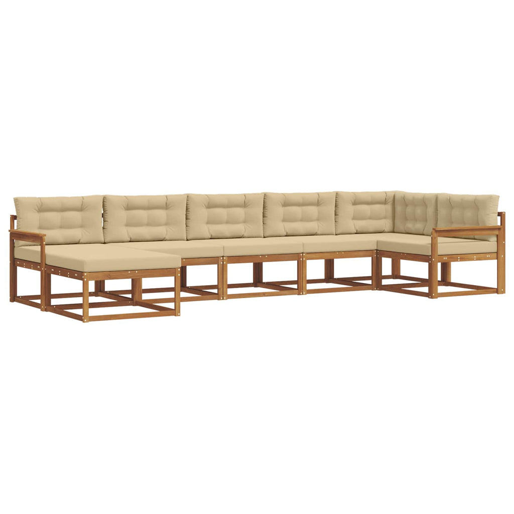 Outdoor-Sofagarnitur mit Kissen 7 pcs Natur und Beige