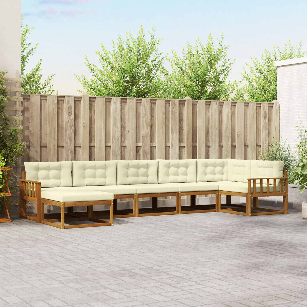 Outdoor-Sofagarnitur mit Kissen 7 pcs Natur und Creme