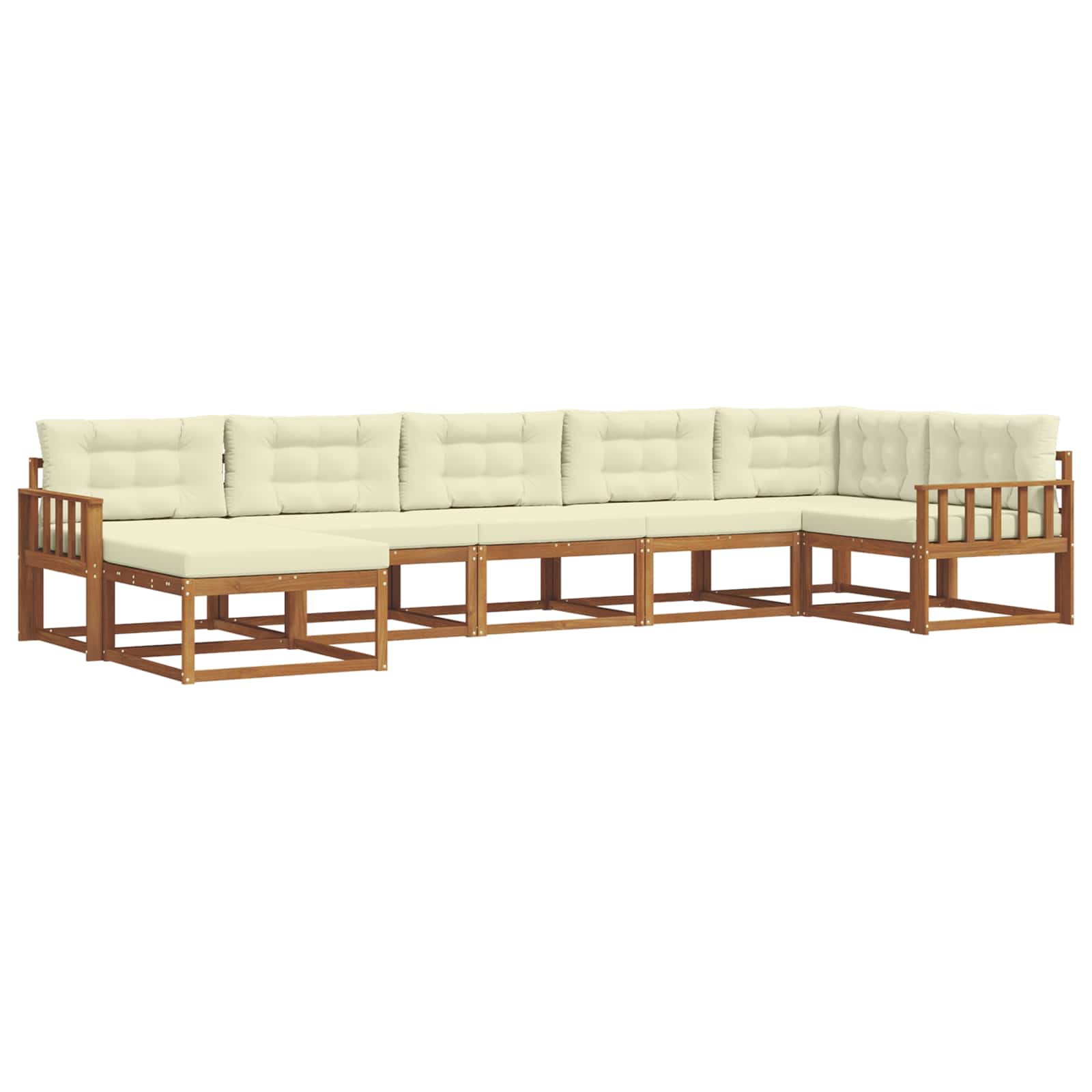 Outdoor-Sofagarnitur mit Kissen 7 pcs Natur und Creme