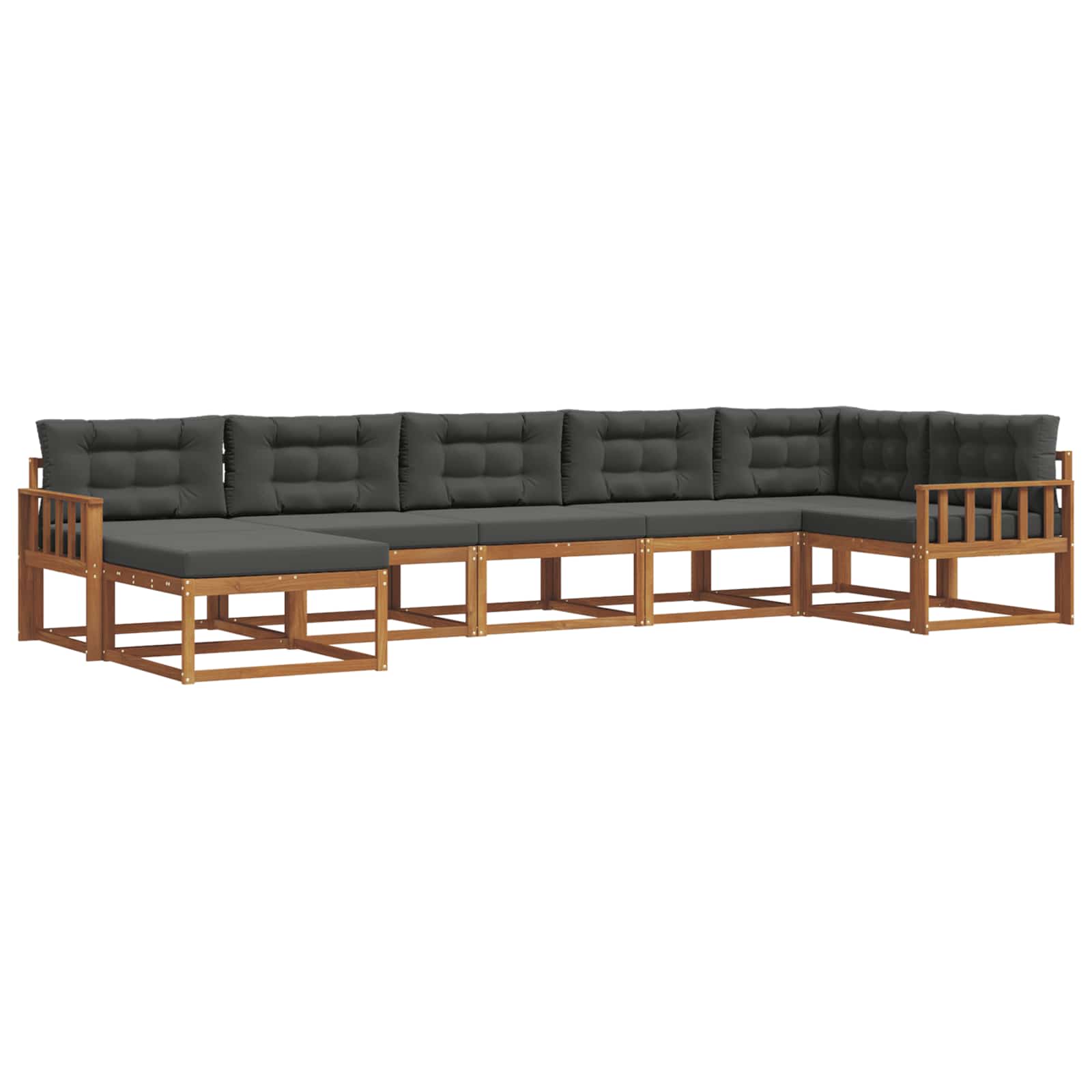 Outdoor-Sofagarnitur mit Kissen 7 pcs Natur und Anthrazit