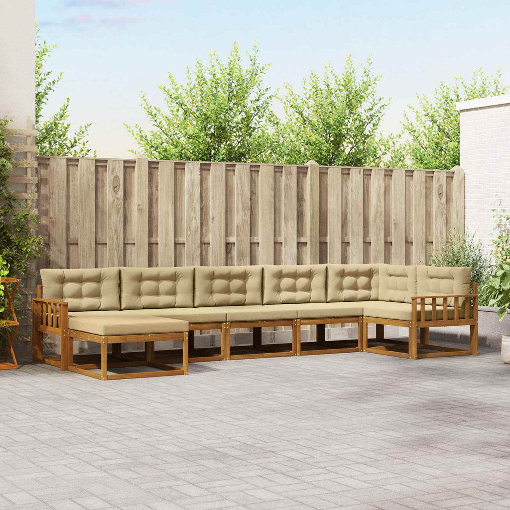 Outdoor-Sofagarnitur mit Kissen 7 pcs Natur und Beige