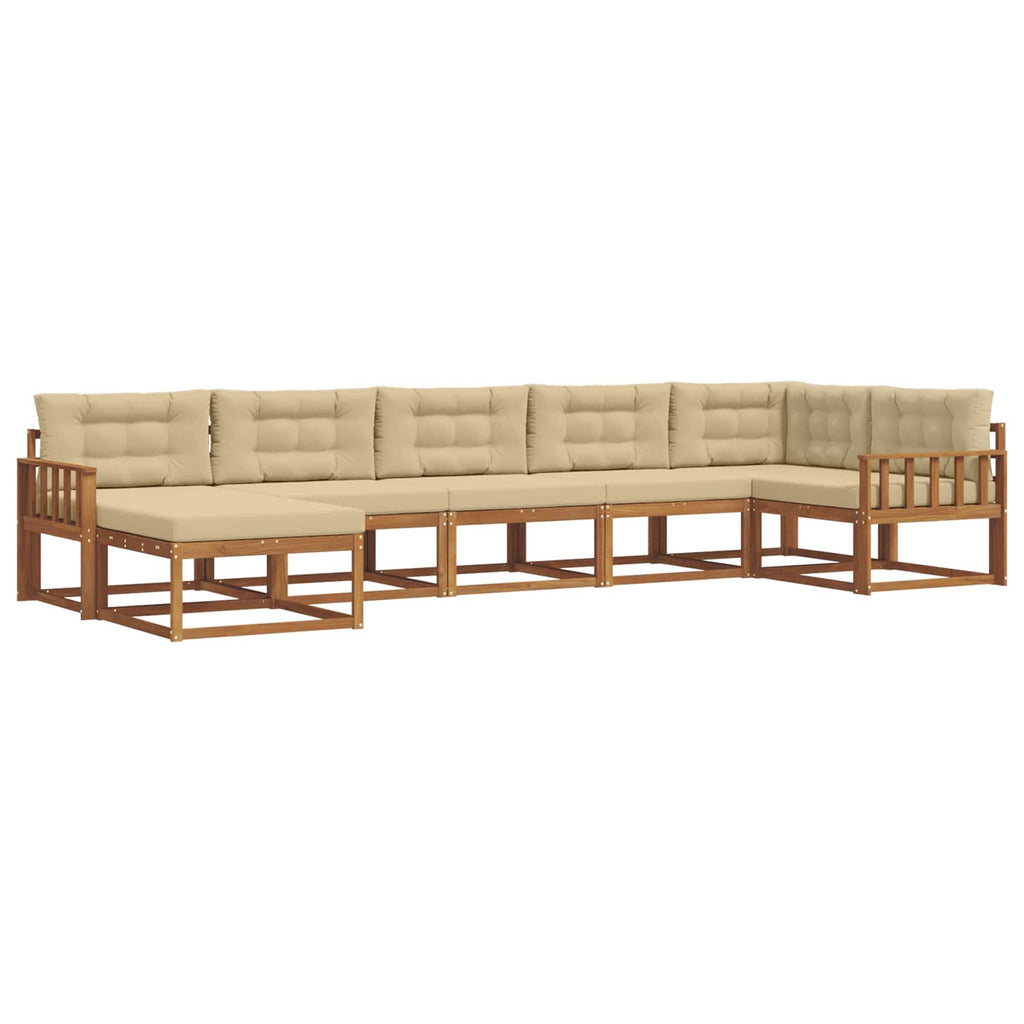 Outdoor-Sofagarnitur mit Kissen 7 pcs Natur und Beige