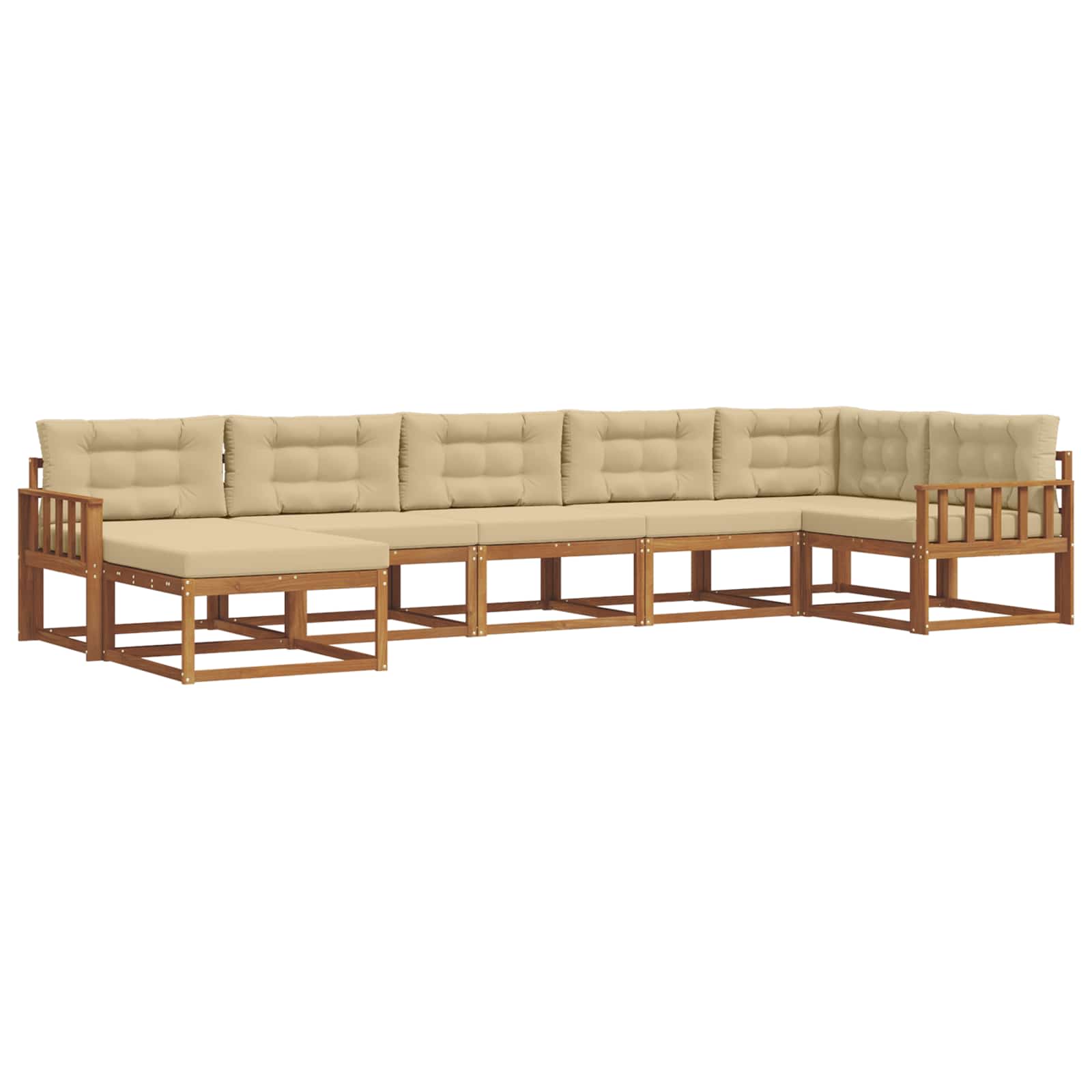 Outdoor-Sofagarnitur mit Kissen 7 pcs Natur und Beige