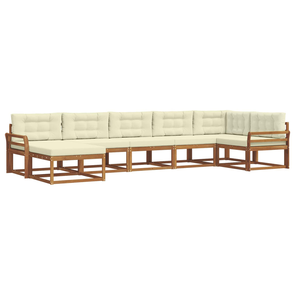 Outdoor-Sofagarnitur mit Kissen 7 pcs Natur und Creme