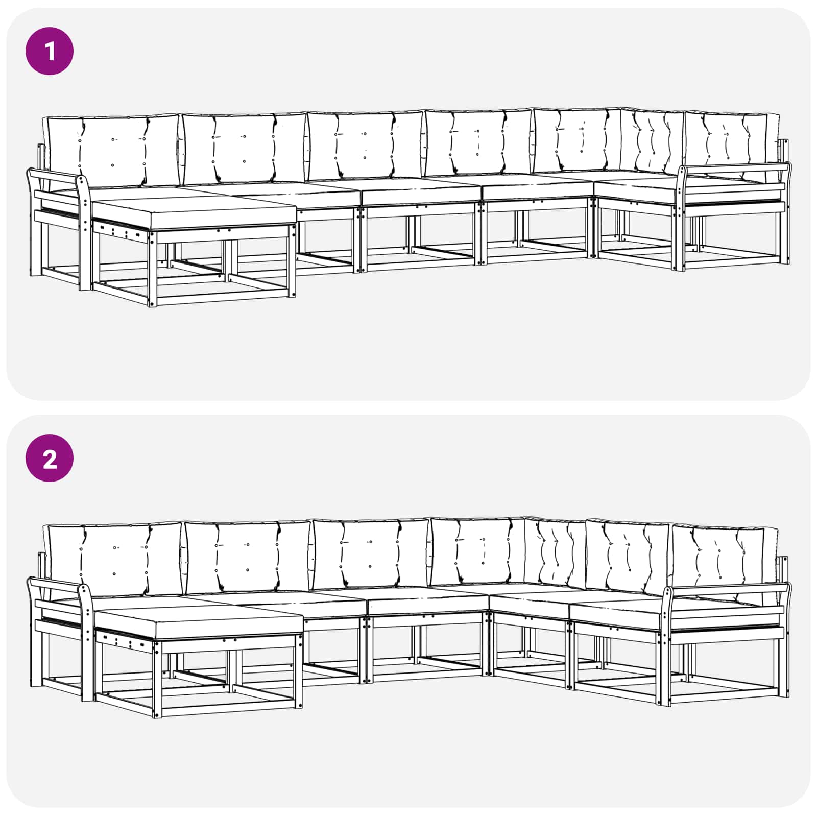 Outdoor-Sofagarnitur mit Kissen 7 pcs Natur und Creme
