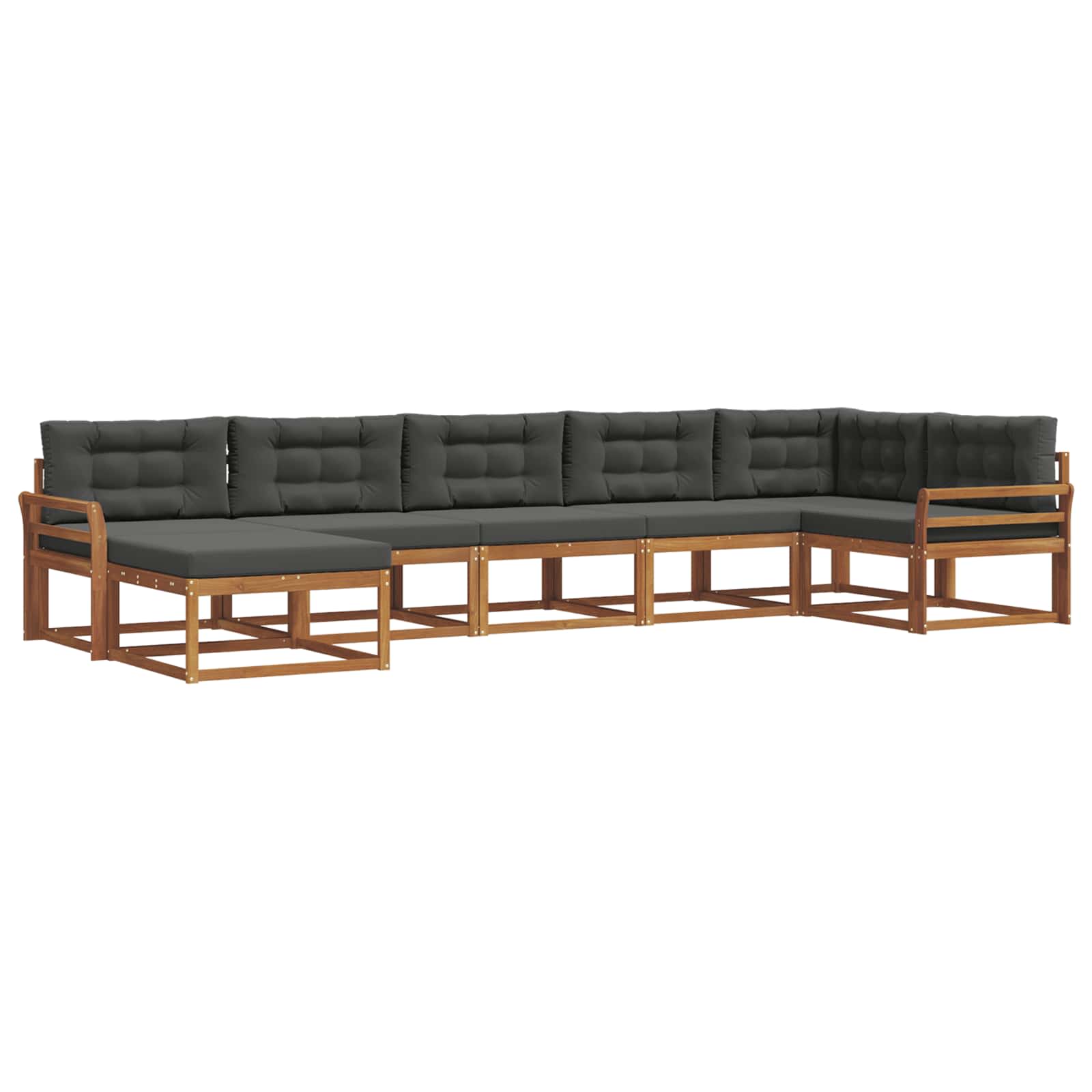 Outdoor-Sofagarnitur mit Kissen 7 pcs Natur und Anthrazit