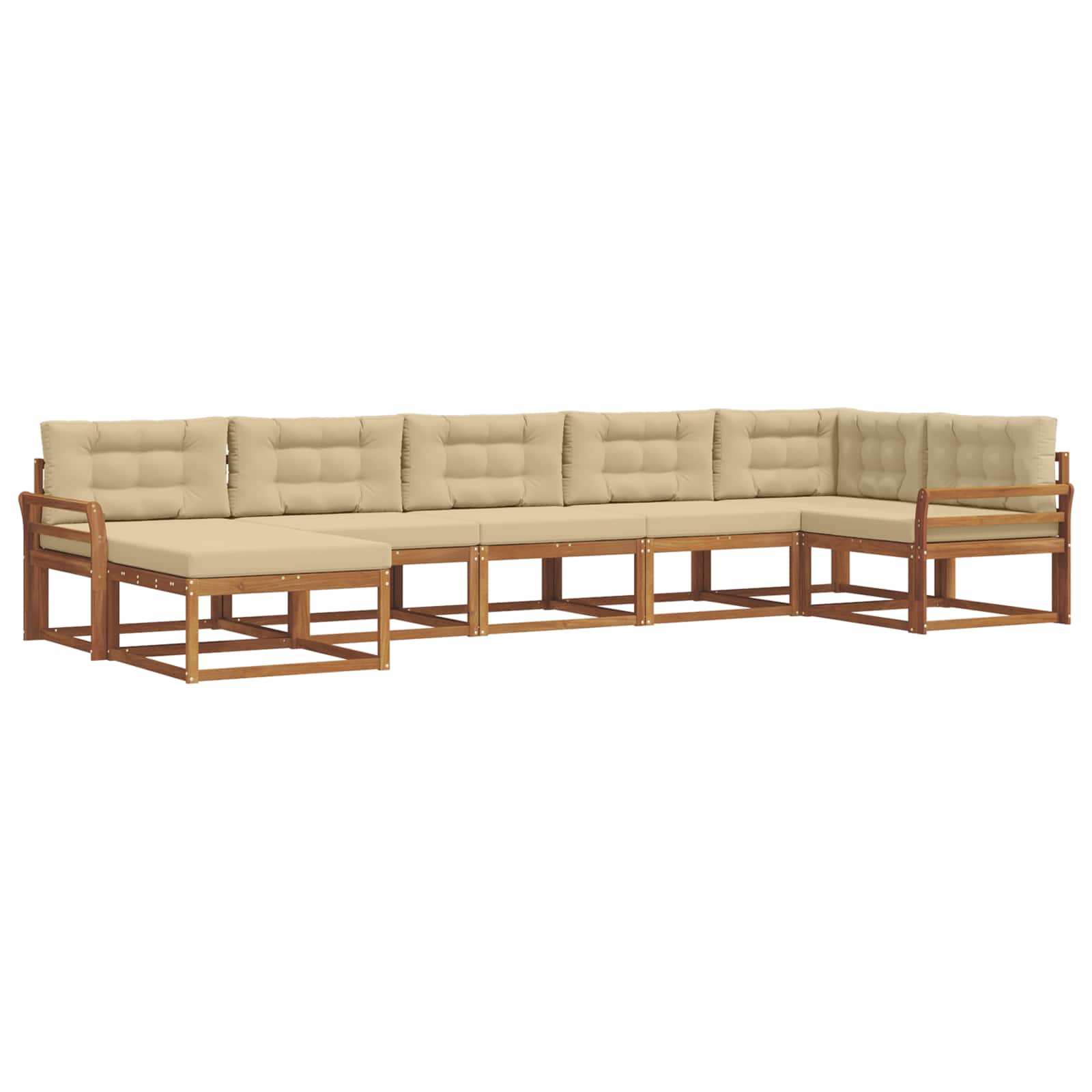 Outdoor-Sofagarnitur mit Kissen 7 pcs Natur und Beige