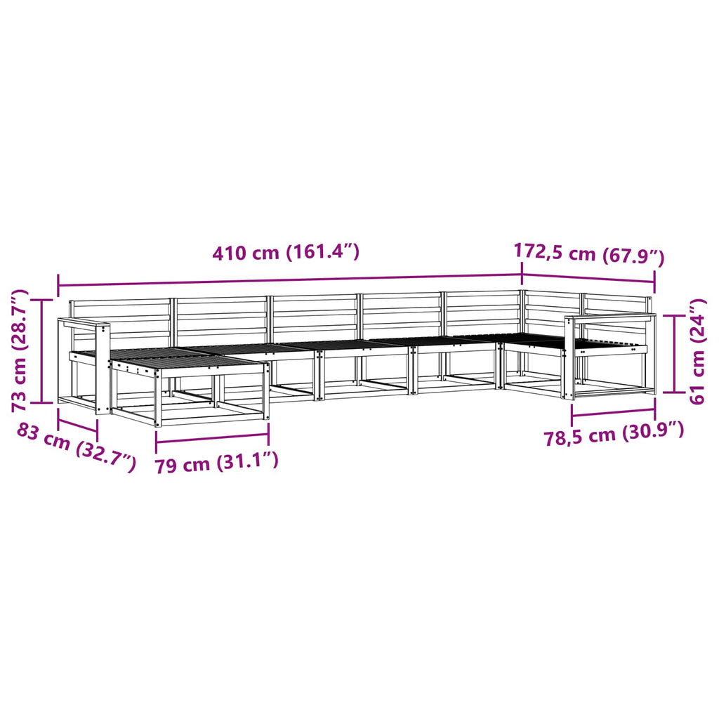 Outdoor-Sofagarnitur 7 pcs Natur Massivholz Akazie