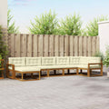Outdoor-Sofagarnitur mit Kissen 7 pcs Natur und Creme