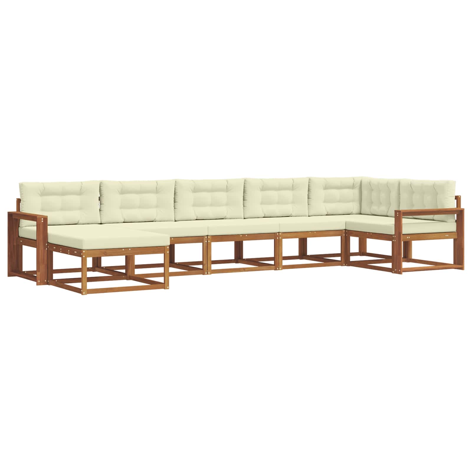 Outdoor-Sofagarnitur mit Kissen 7 pcs Natur und Creme
