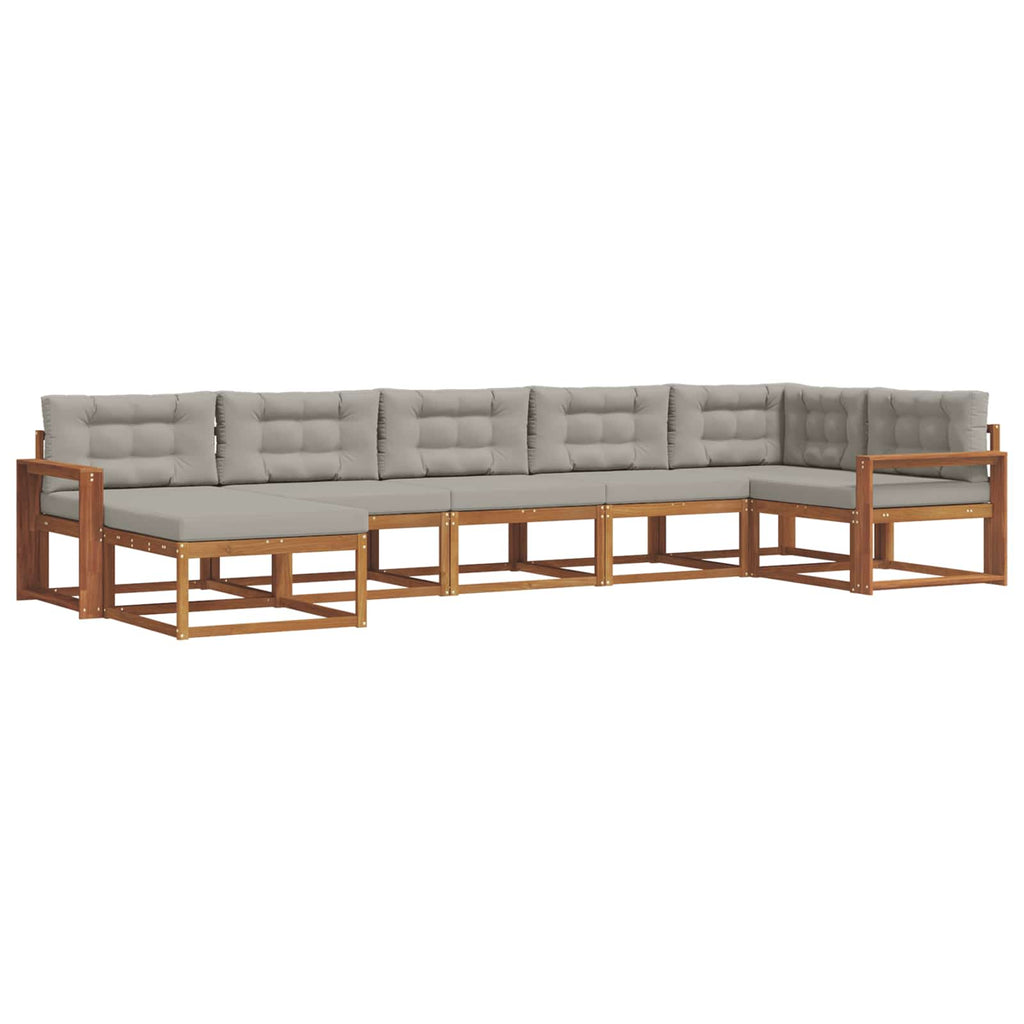 Outdoor-Sofagarnitur mit Kissen 7 pcs Natürlich und Hellgrau
