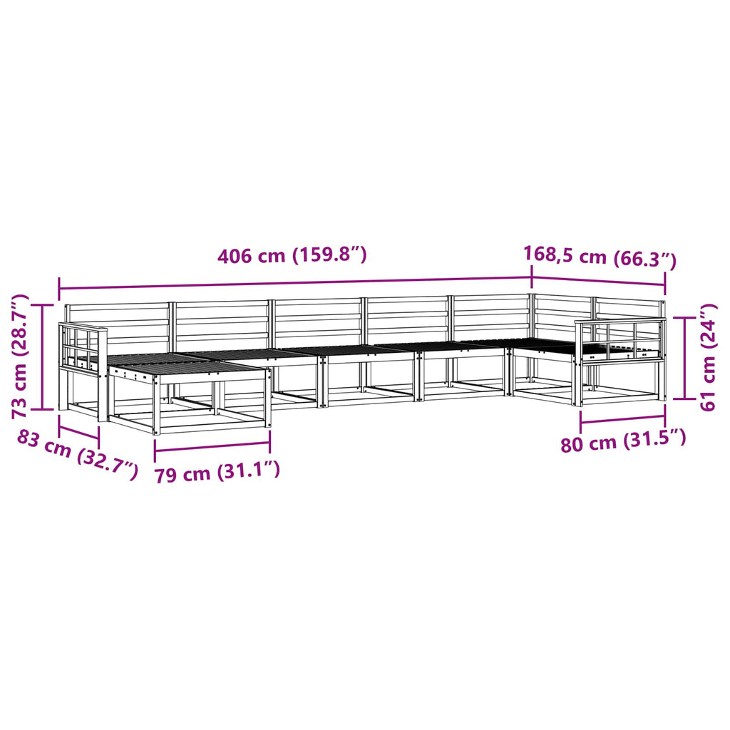 Outdoor-Sofagarnitur 7 pcs Natur Massivholz Akazie