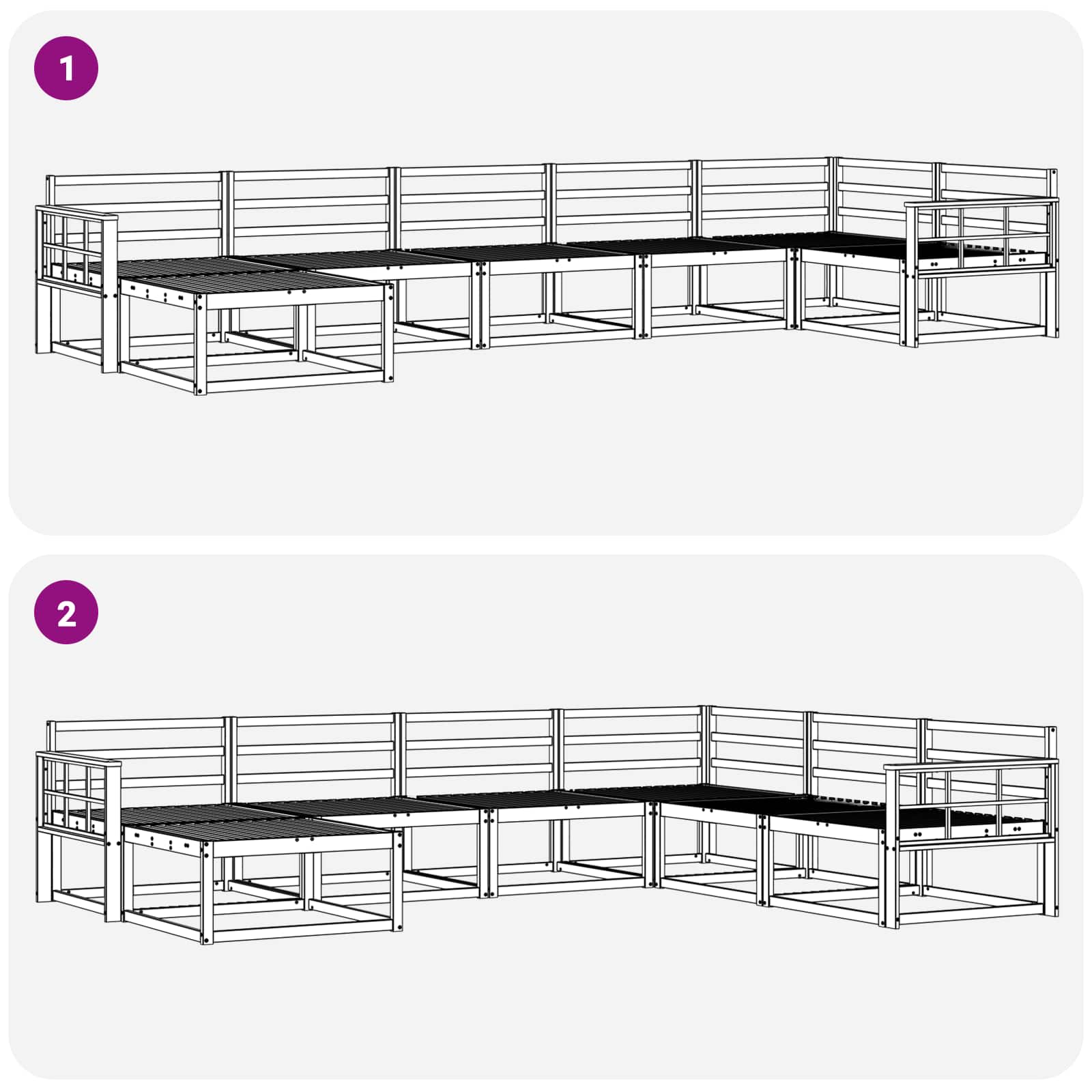 Outdoor-Sofagarnitur 7 pcs Natur Massivholz Akazie