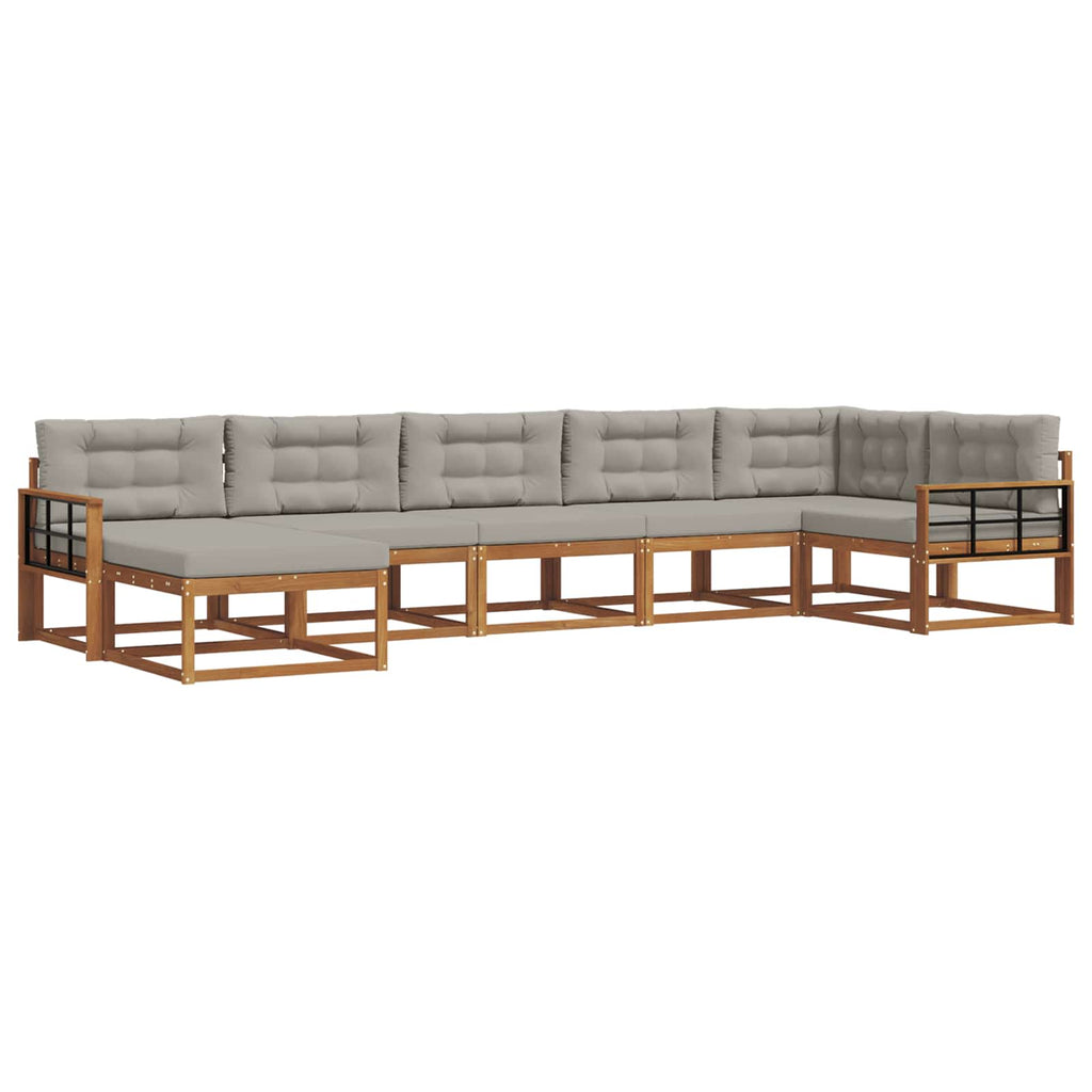 Outdoor-Sofagarnitur mit Kissen 7 pcs Natürlich und Hellgrau