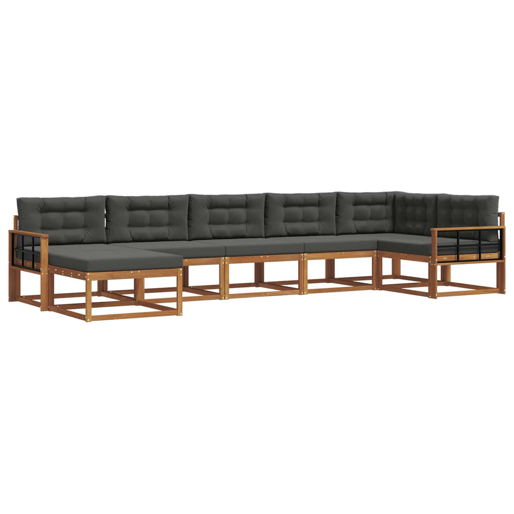 Outdoor-Sofagarnitur mit Kissen 7 pcs Natur und Anthrazit