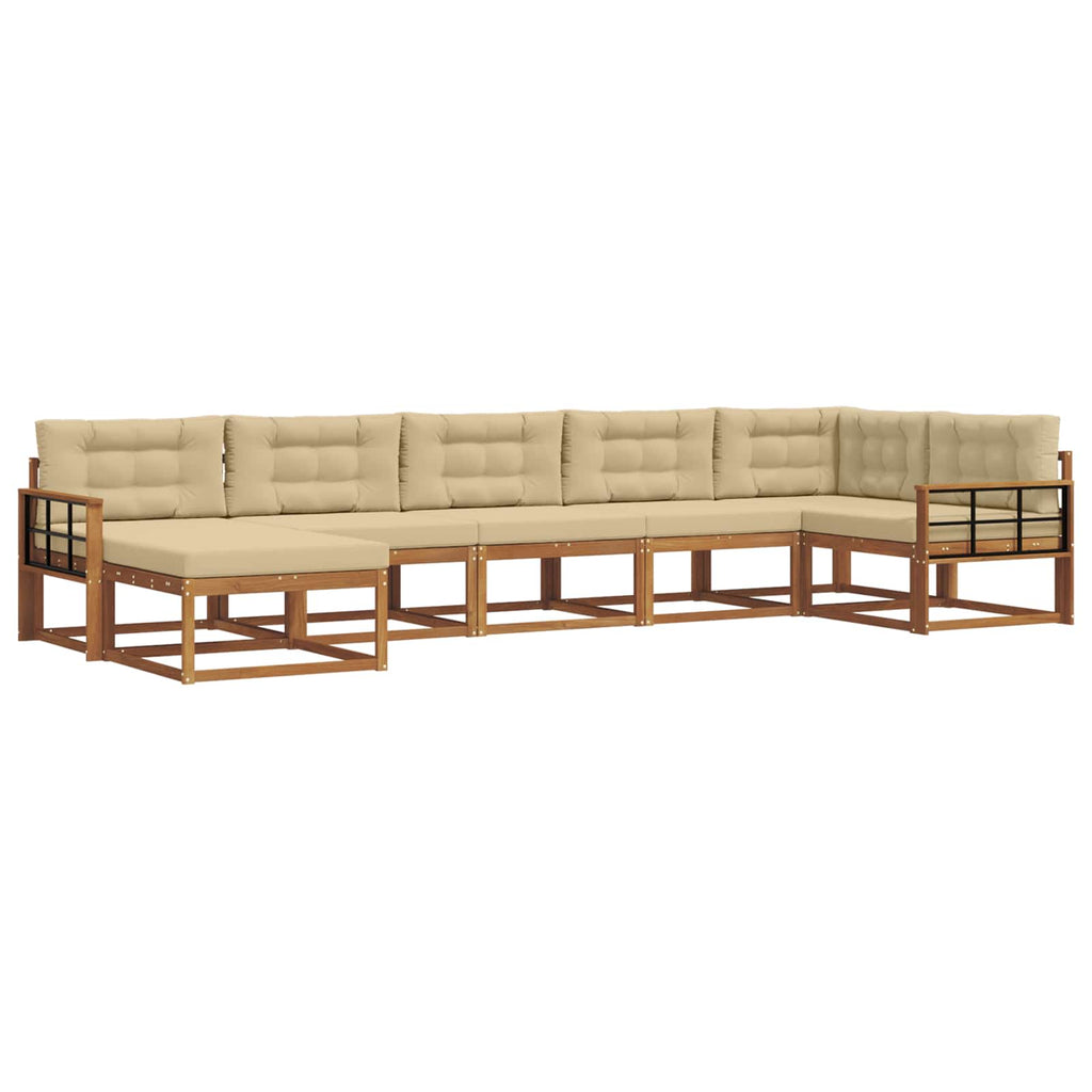 Outdoor-Sofagarnitur mit Kissen 7 pcs Natur und Beige