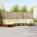 Outdoor-Sofagarnitur mit Kissen 7 pcs Natur und Creme