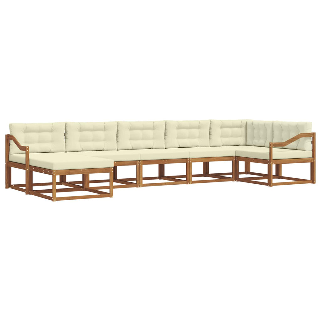 Outdoor-Sofagarnitur mit Kissen 7 pcs Natur und Creme