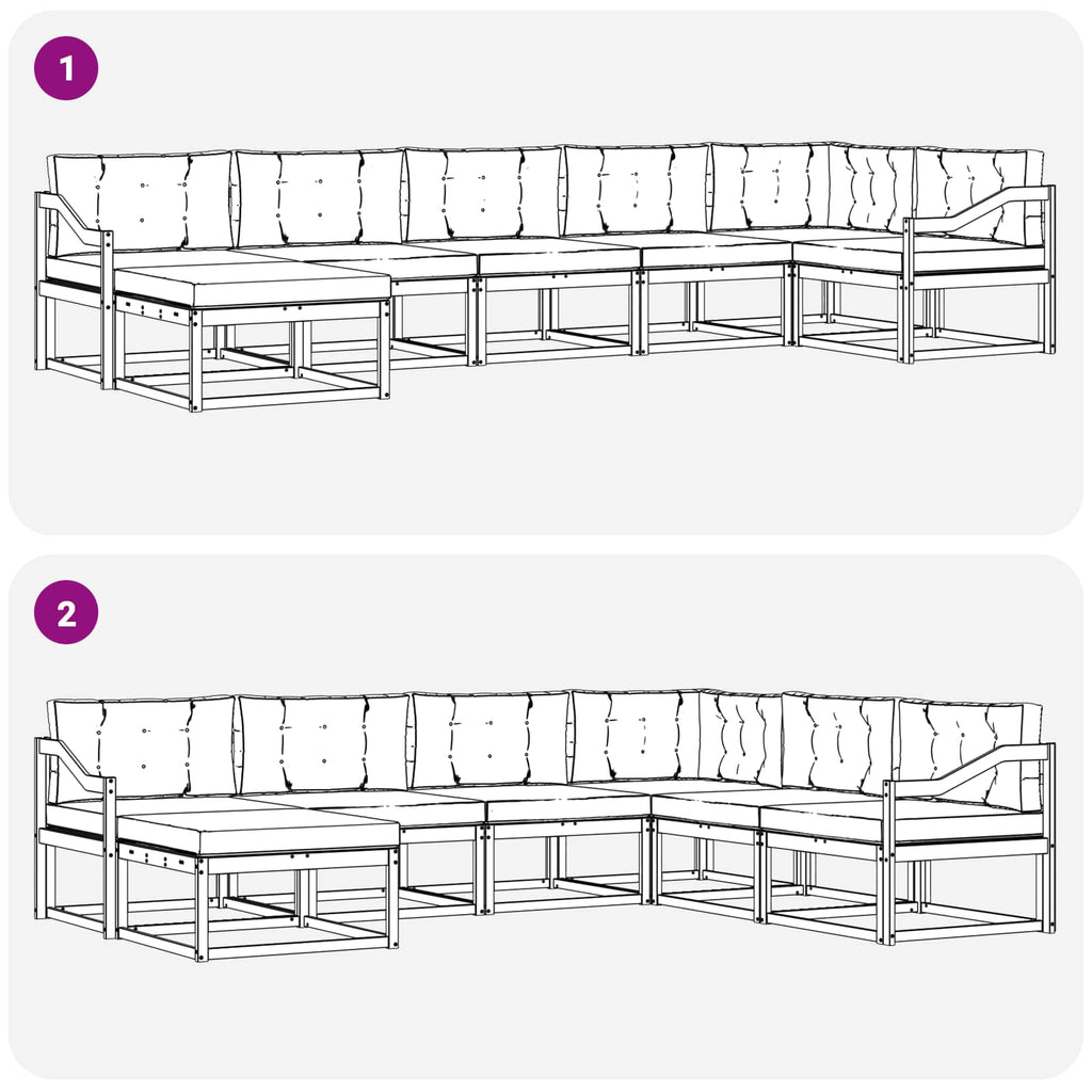 Outdoor-Sofagarnitur mit Kissen 7 pcs Natur und Creme