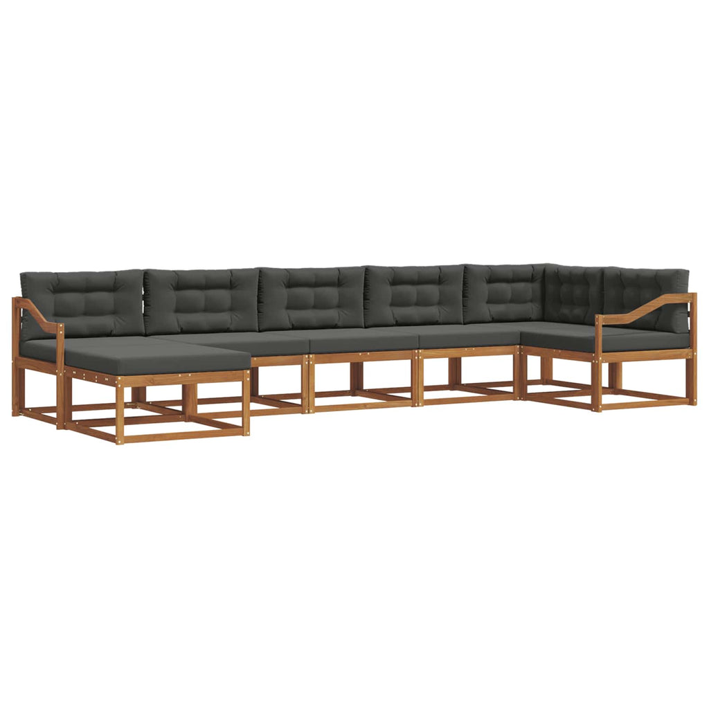 Outdoor-Sofagarnitur mit Kissen 7 pcs Natur und Anthrazit
