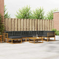 Outdoor-Sofagarnitur mit Kissen 8 pcs Natur und Anthrazit