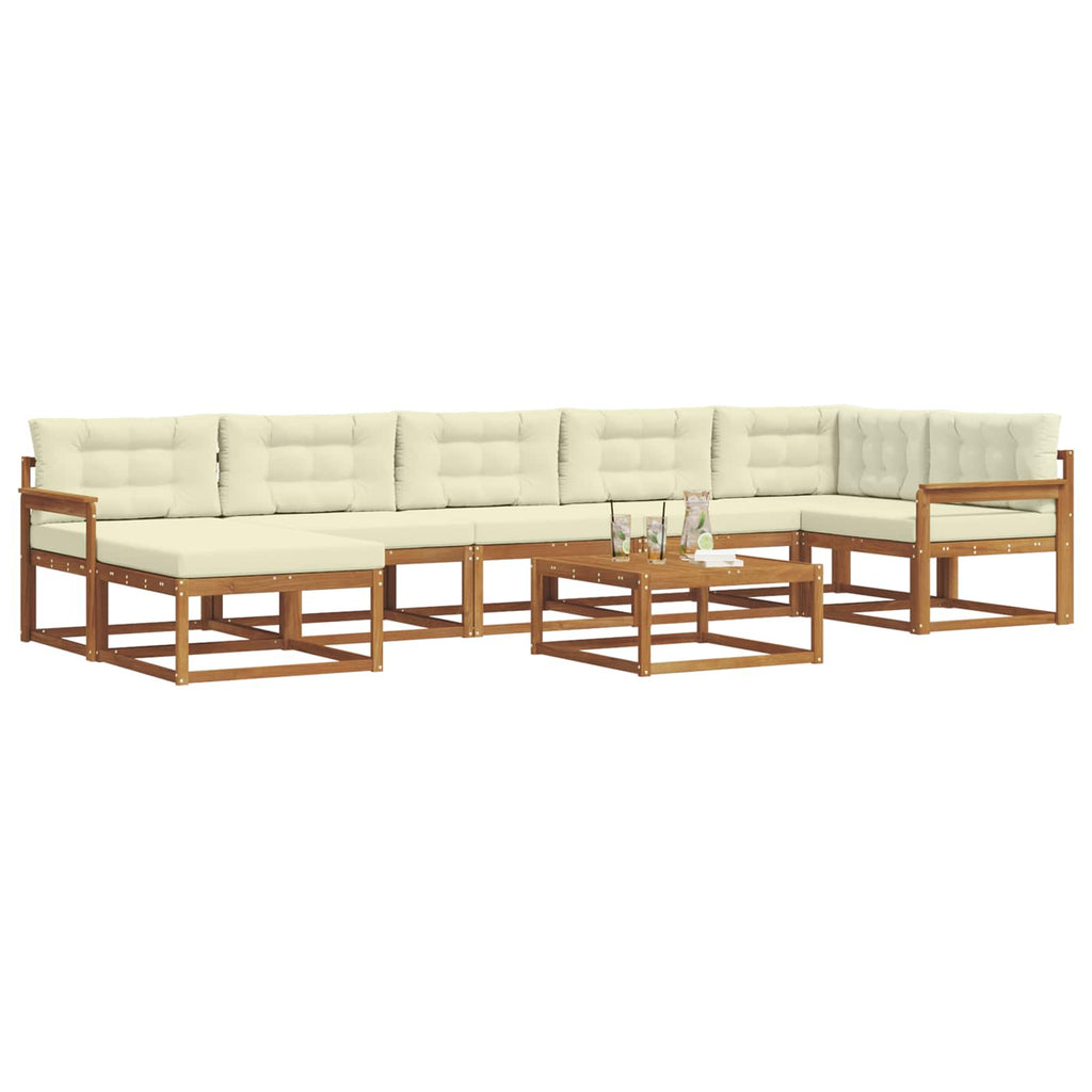 Outdoor-Sofagarnitur mit Kissen 8 pcs Natur und Creme