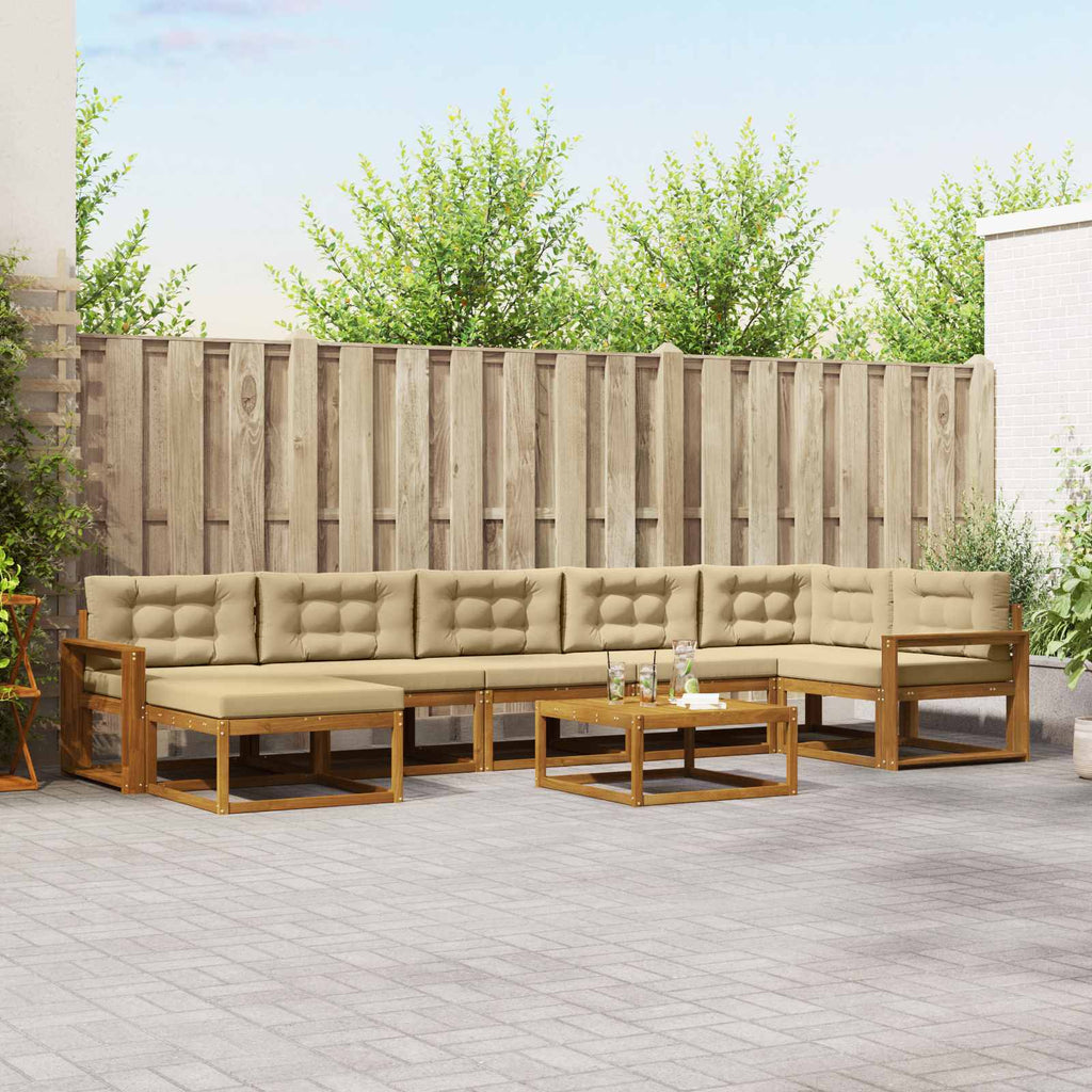 Outdoor-Sofagarnitur mit Kissen 8 pcs Natur und Beige