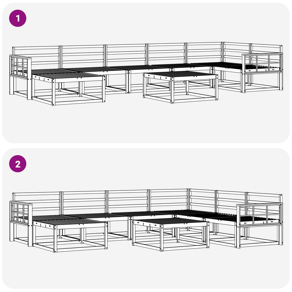 Outdoor-Sofagarnitur 8 pcs Natur Massivholz Akazie
