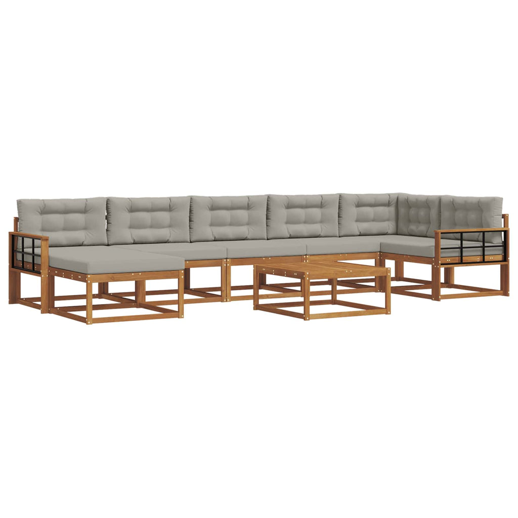 Outdoor-Sofagarnitur mit Kissen 8 pcs Natürlich und Hellgrau