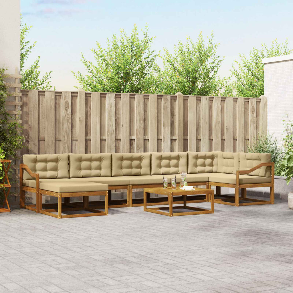 Outdoor-Sofagarnitur mit Kissen 8 pcs Natur und Beige